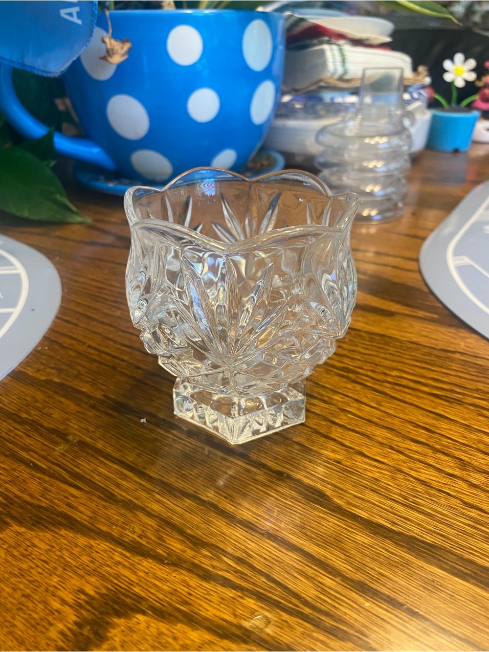 Clear Cut-Glass Decorative Bowl - Sparkling Accent